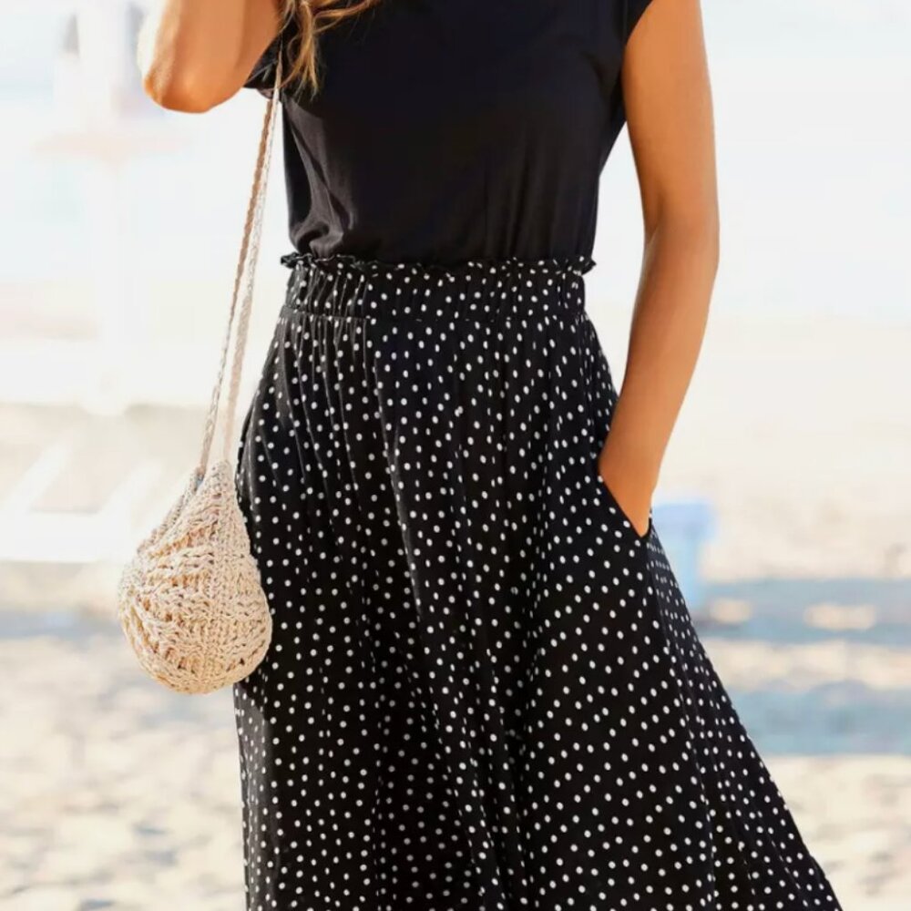 Polka Dot 2 in 1 Look Dress, Black & White, Size M, NEW with Tags, Lascana Pure - Picture 2 of 7